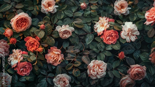 A Close-up of Pink Roses and Green Leaves