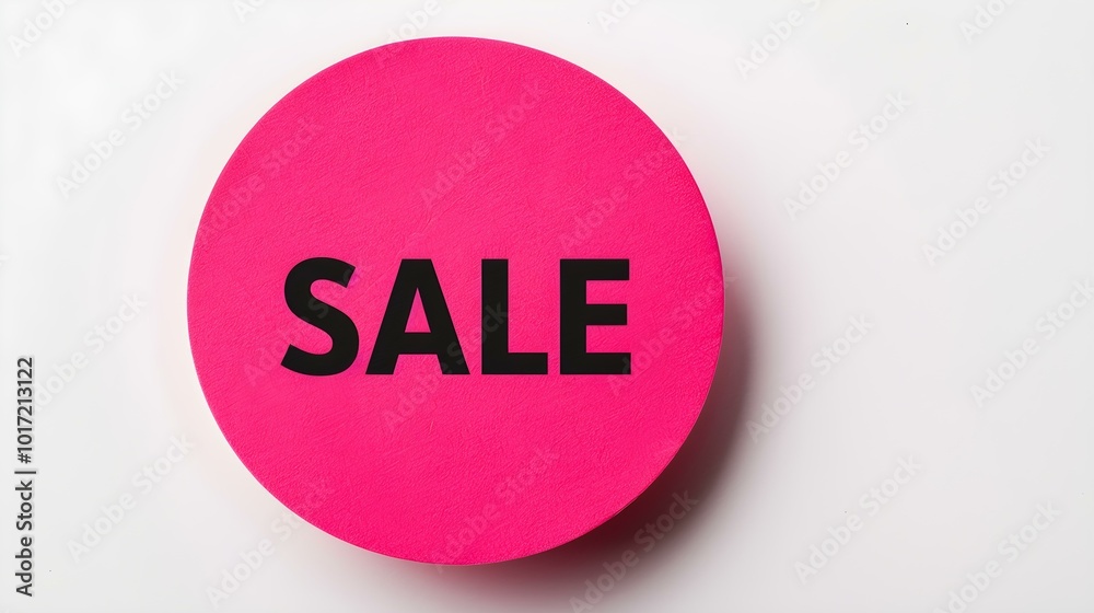 Black 'SALE' Text on a Hot Pink Round Paper Note. White Background with Copy Space Black 'SALE' Text on a Hot Pink Round Paper Note. White Background with Copy Space