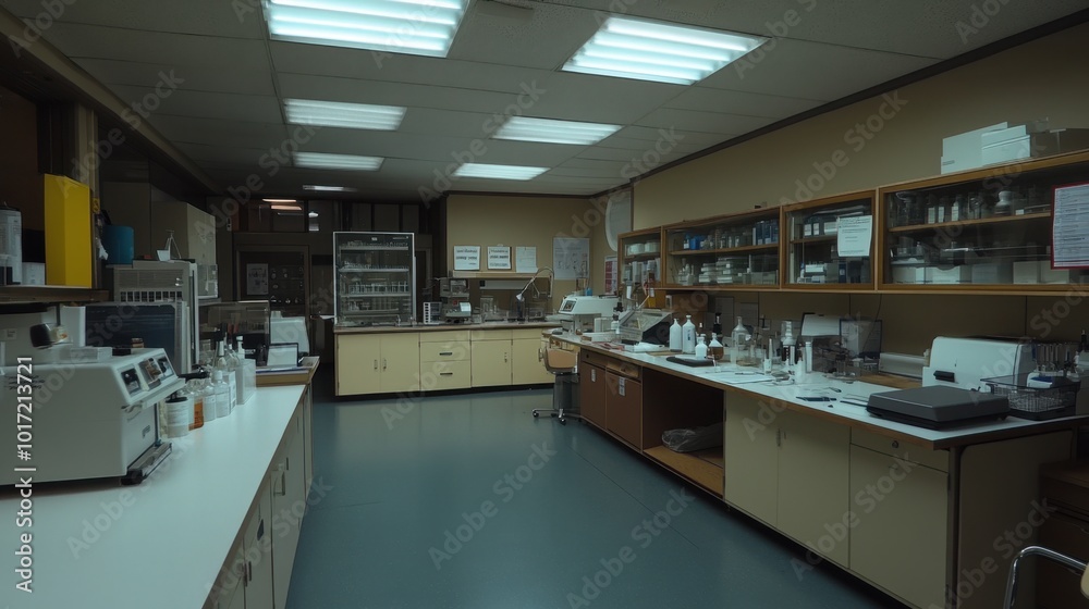 Modern Laboratory Interior with Equipment and Storage