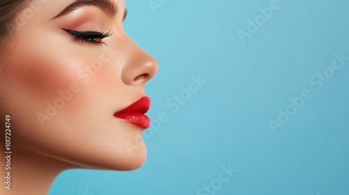 Elegant Profile with Bold Makeup and Chic Fashion