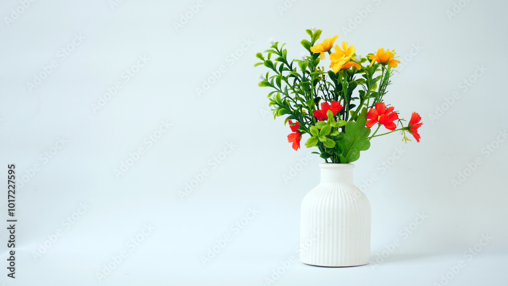 BEAUTIFUL BOUQUET OF FLOWERS in a white ceramic vase BEAUTIFUL BOUQUET OF FLOWERS in a white ceramic vase