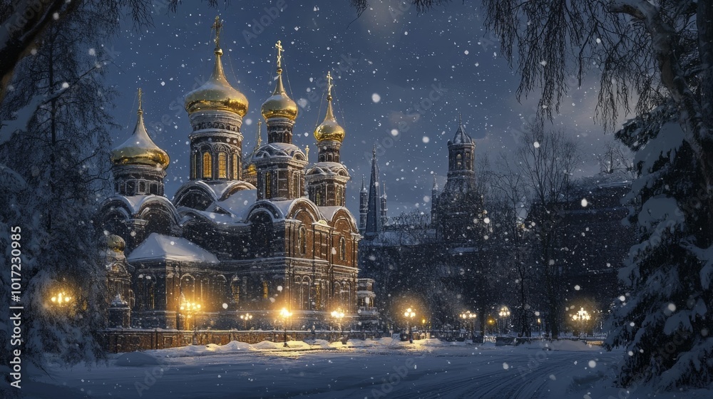 Cathedral snow, night's light Cathedral snow, night's light