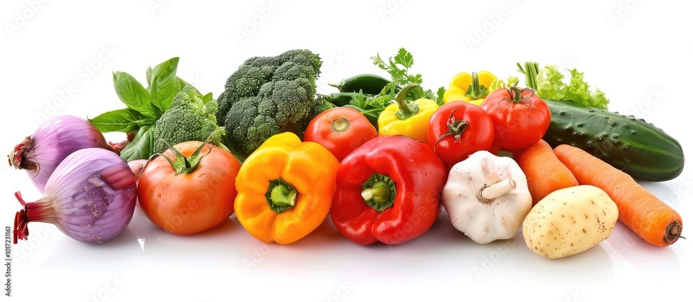 Vibrant Fresh Organic Vegetables on a White Background