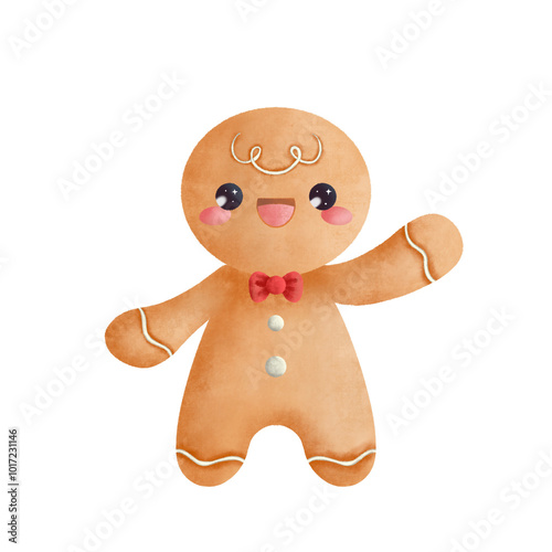 Cute Kawaii Gingerbread Cookies Hand Drawn Illustration