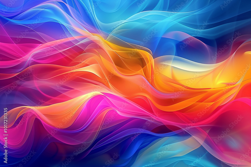Colorful Flowing Abstract Waves in Neon Hues of Blue, Pink, and Orange, Perfect for Backgrounds, Digital Art, Futuristic Themes, Motion Graphics, Technology Design Colorful Flowing Abstract Waves in Neon Hues of Blue, Pink, and Orange, Perfect for Backgrounds, Digital Art, Futuristic Themes, Motion Graphics, Technology Design