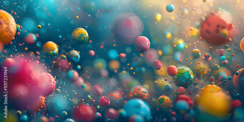 Átomos e moléculas coloridos em movimento