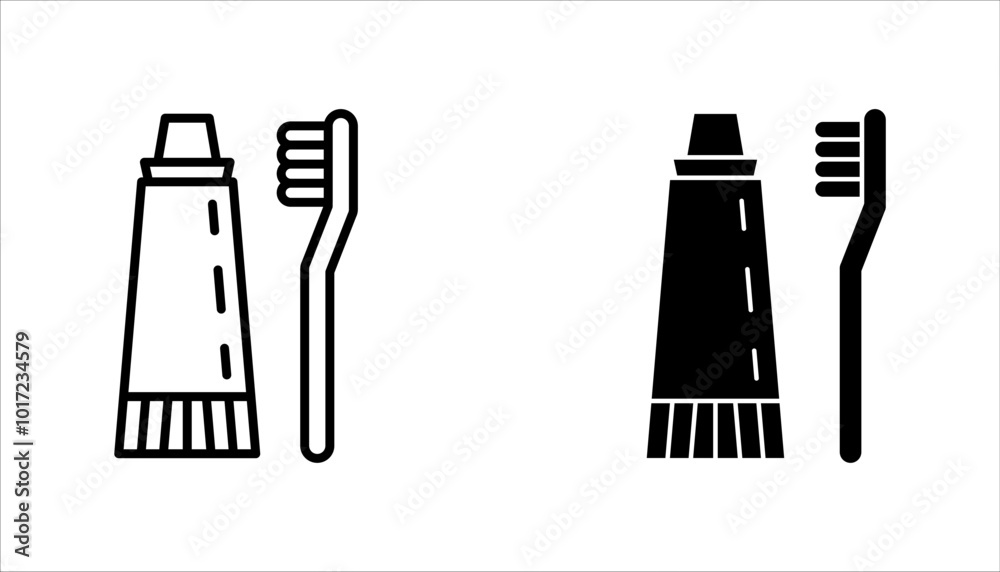 set of toothpaste and toothbrush icons, Isolated dental hygiene vector illustration, Dental care symbol, on white background. set of toothpaste and toothbrush icons, Isolated dental hygiene vector illustration, Dental care symbol, on white background.