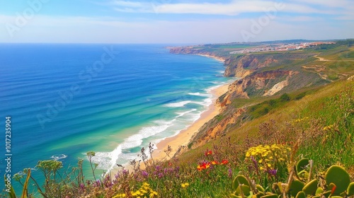 Algarve summer: Atlantic coastal landscape, Amoreira beach