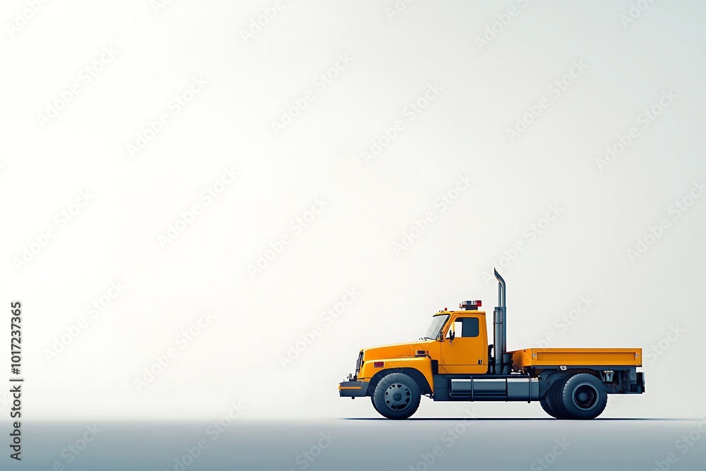 Fototapeta premium Yellow Semi-Truck Against a White Background