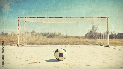 Ball in goal, aged look photo