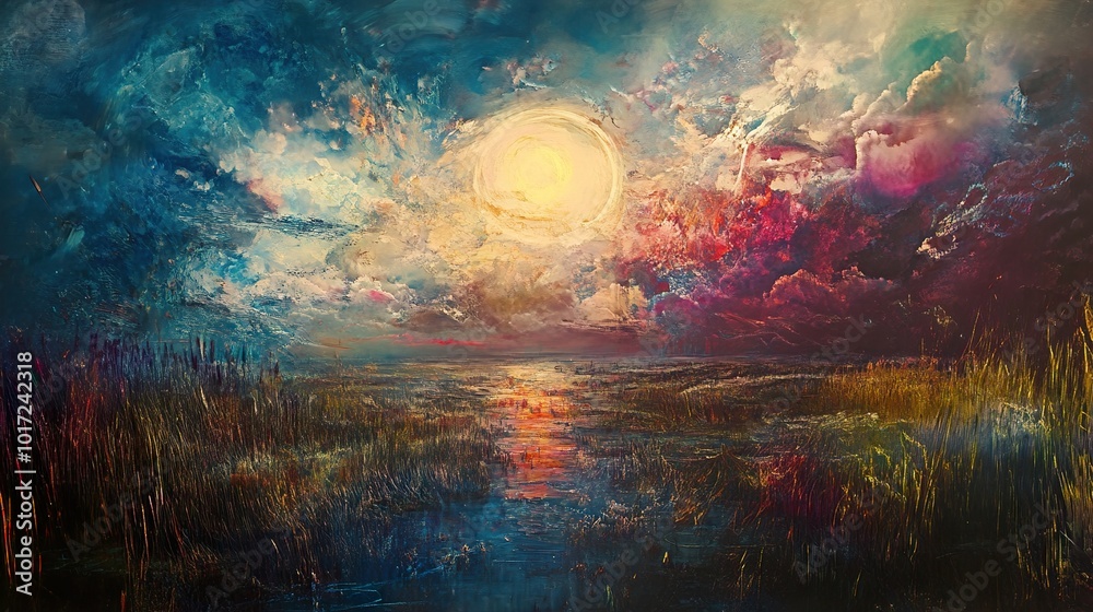 Sunset Landscape with Golden Hour Reflections Sunset Landscape with Golden Hour Reflections