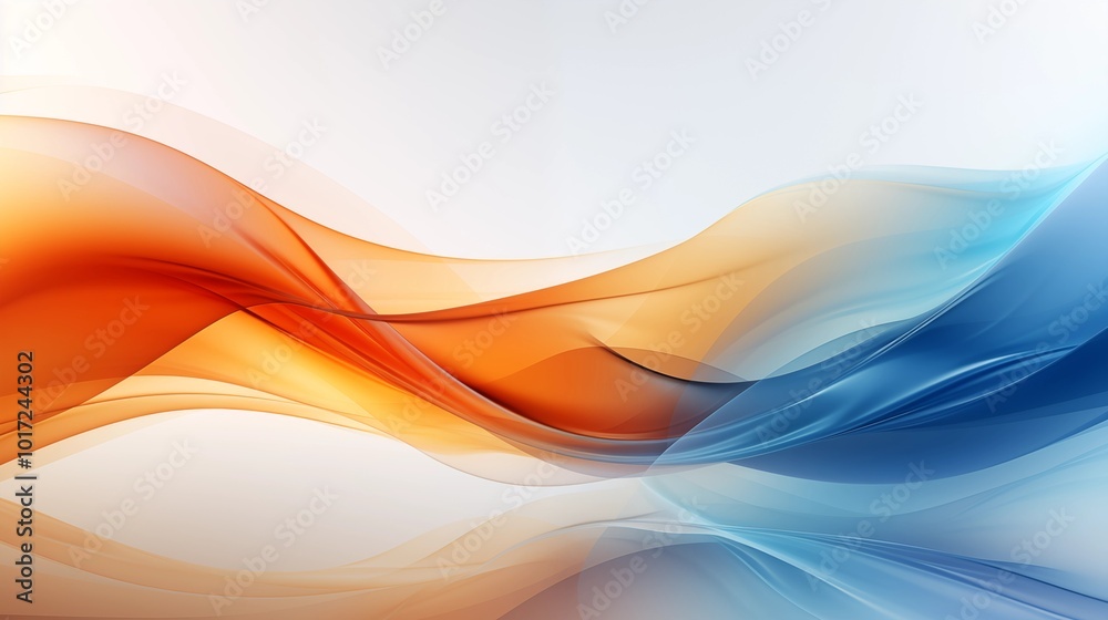 Abstract Background with Soft Blue and Orange Wavy Lines, Harmonious Blend of Colors Creating Tranquil Atmosphere for Graphics, Posters, Web Pages, and Print Media Abstract Background with Soft Blue and Orange Wavy Lines, Harmonious Blend of Colors Creating Tranquil Atmosphere for Graphics, Posters, Web Pages, and Print Media