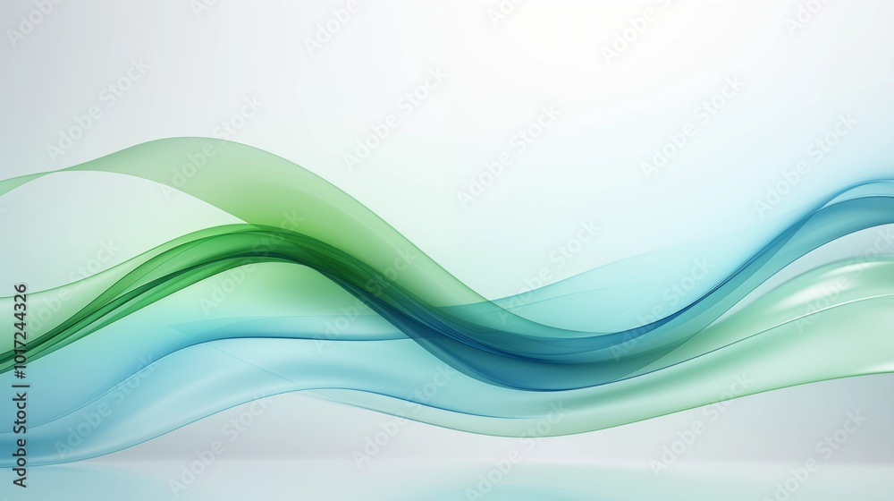 Obraz premium Abstract Background with Soft Blue and Green Wavy Lines, Harmonious Blend of Colors Creating Tranquil Atmosphere for Graphics, Posters, Web Pages, and Print Media