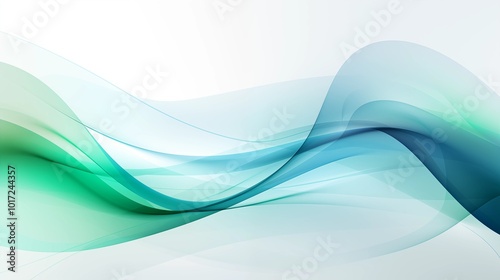 Abstract Background with Soft Blue and Green Wavy Lines, Harmonious Blend of Colors Creating Tranquil Atmosphere for Graphics, Posters, Web Pages, and Print Media