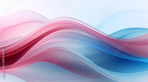 Abstract Background with Soft Blue and Pink Wavy Lines, Harmonious Blend of Colors Creating Tranquil Atmosphere for Graphics, Posters, Web Pages, and Print Media