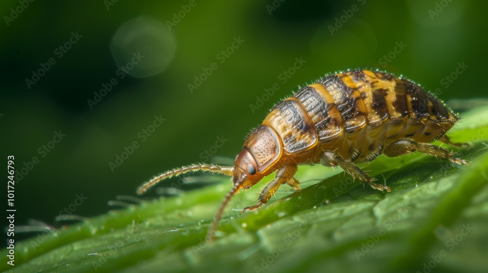 A vibrant beetle with intricate patterns and textures is captured in extreme close-up, set against a lush green background highlighting its vivid details and nature's complexity. A vibrant beetle with intricate patterns and textures is captured in extreme close-up, set against a lush green background highlighting its vivid details and nature's complexity.