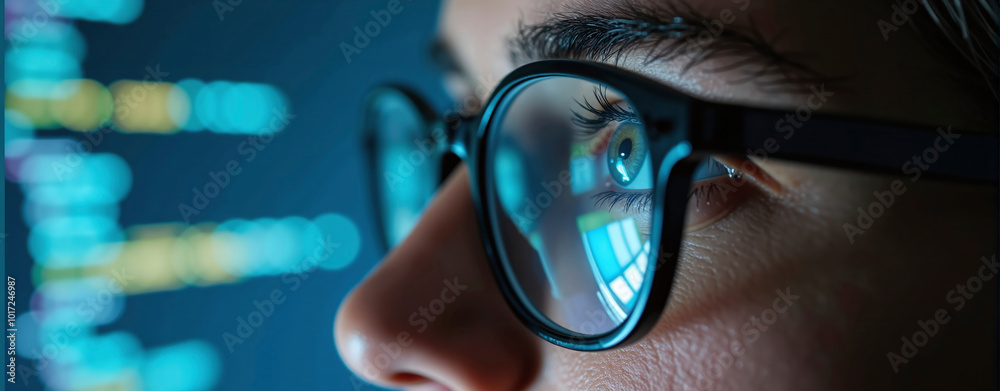 Data specialist or data analyst observes and analyzes lines of code on the screen. Hacker attacks, error correction and digital process analysis Data specialist or data analyst observes and analyzes lines of code on the screen. Hacker attacks, error correction and digital process analysis