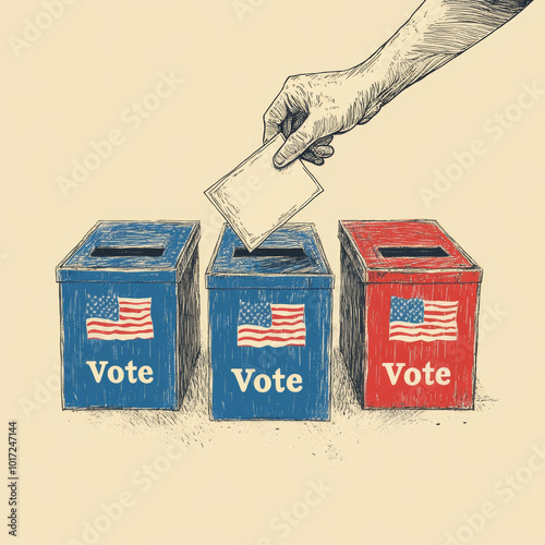 three-tone_illustration_voting_poster photo