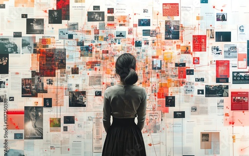 A detailed network of fake news nodes intertwined, highlighting the challenges of media literacy and the spread of misinformation photo