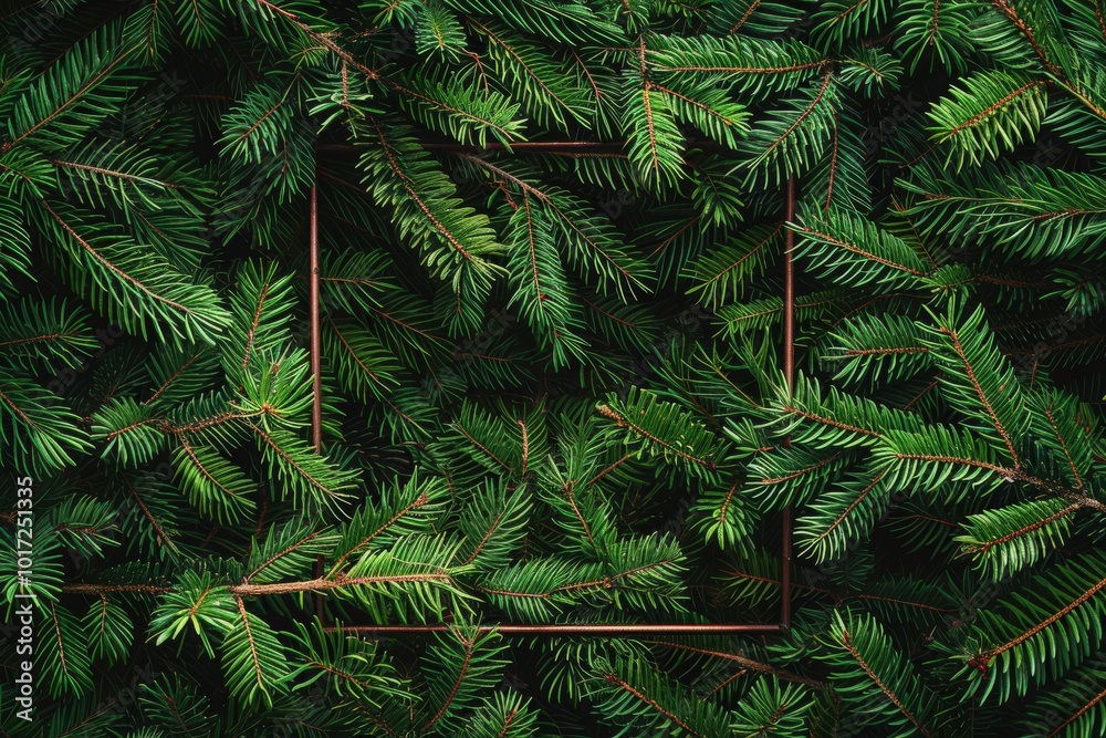 A frame is surrounded by green branches, generative ai image A frame is surrounded by green branches, generative ai image