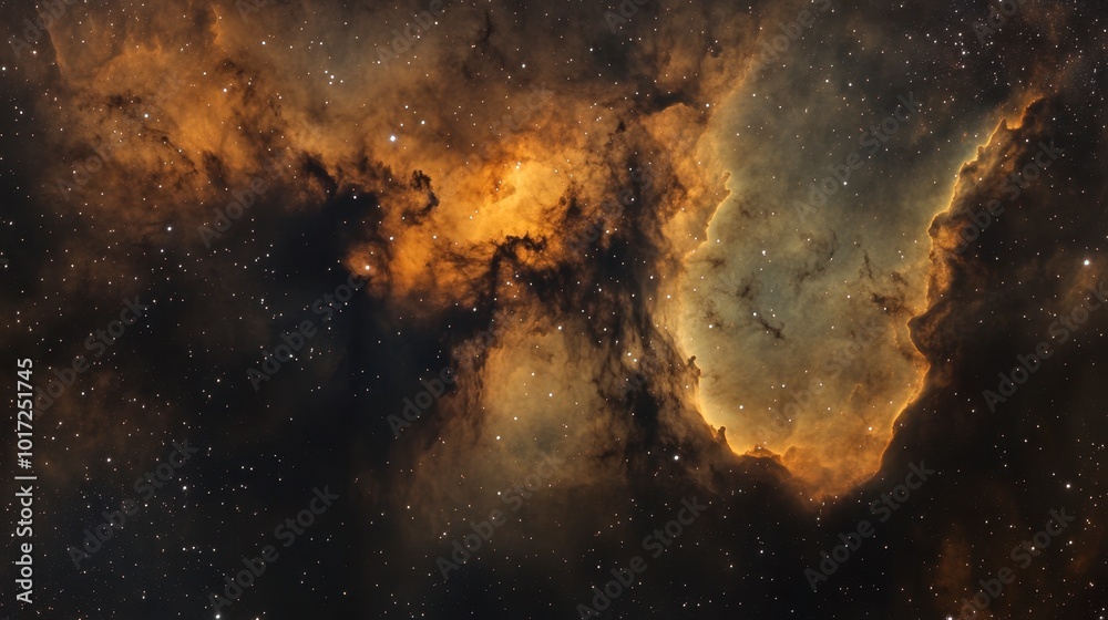 A dark nebula, with thick clouds of gas blocking out the light of distant stars. A dark nebula, with thick clouds of gas blocking out the light of distant stars.