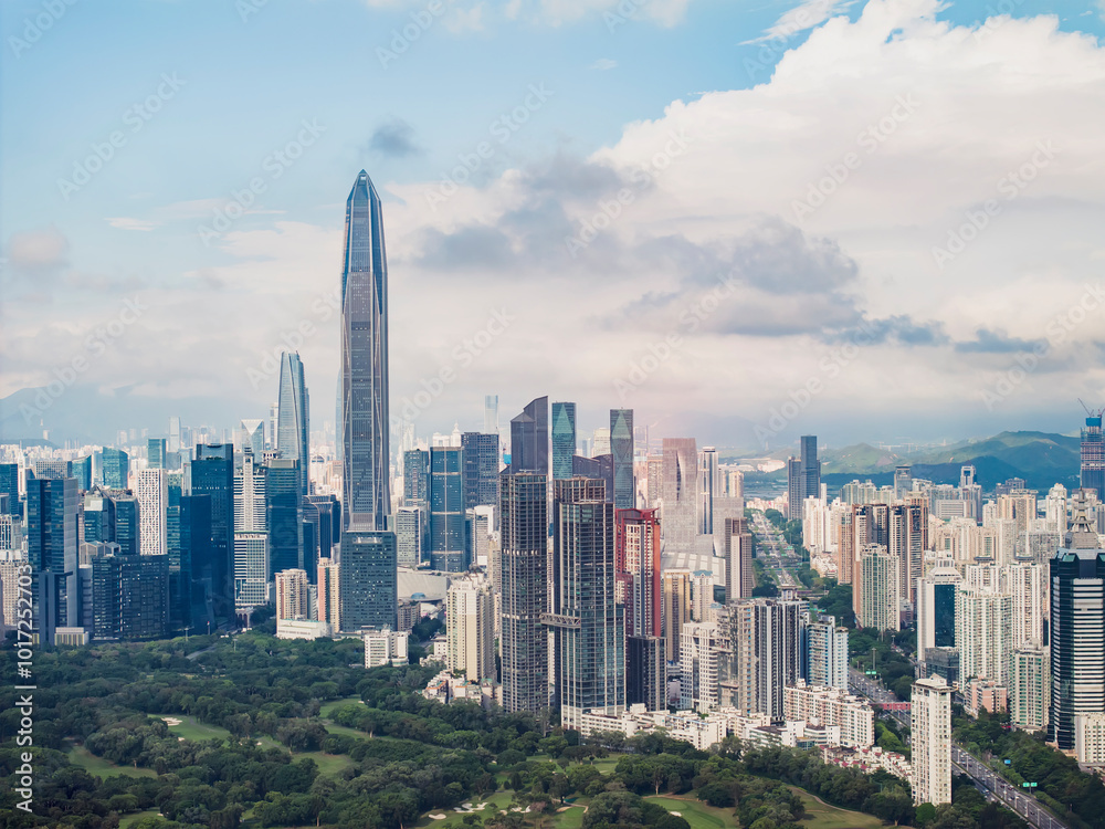 Obraz premium Aerial view of Skyline in Shenzhen city in China