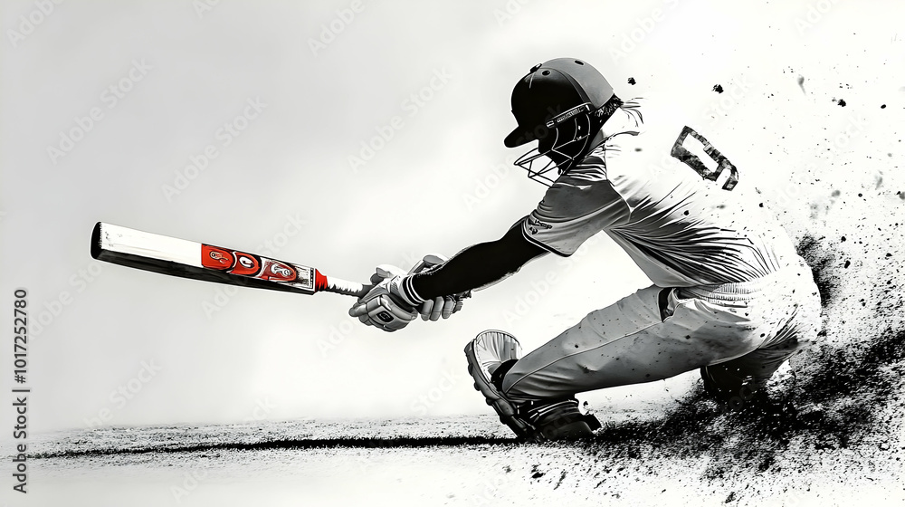 Obraz premium A dynamic cricket player in action, emphasizing athleticism and skill.