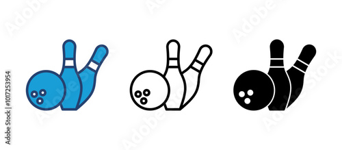 Bowling icon vector. bowling ball and pin icon. bowling pins