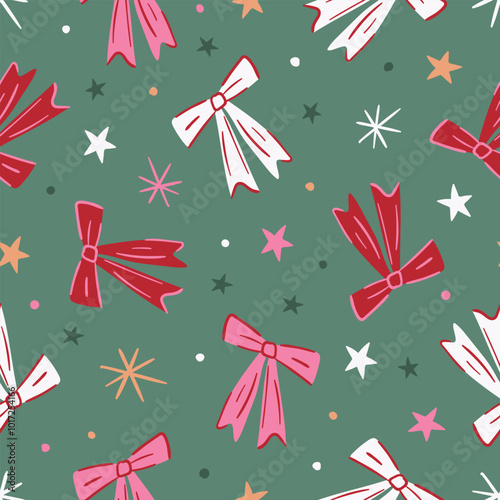Christmas Bows Pattern Coquette Christmas Background