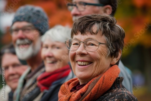 Unidentified people in the autumn park.