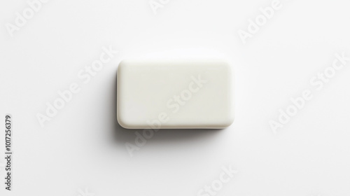 top down view, a soap placed on the right side of a white background, leaving ample copy space on the left