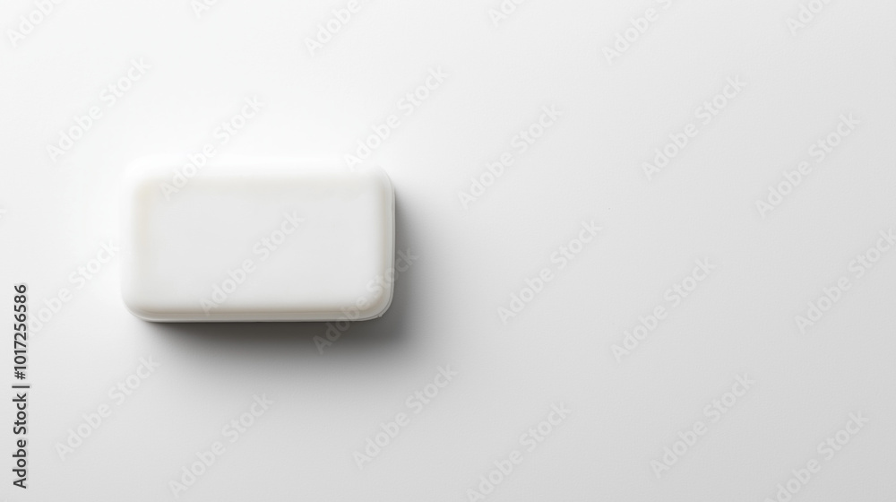 top down view, a soap placed on the left side of a white background, leaving ample copy space on the right top down view, a soap placed on the left side of a white background, leaving ample copy space on the right