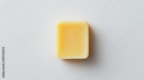 top down view, a soap placed on a plain white background