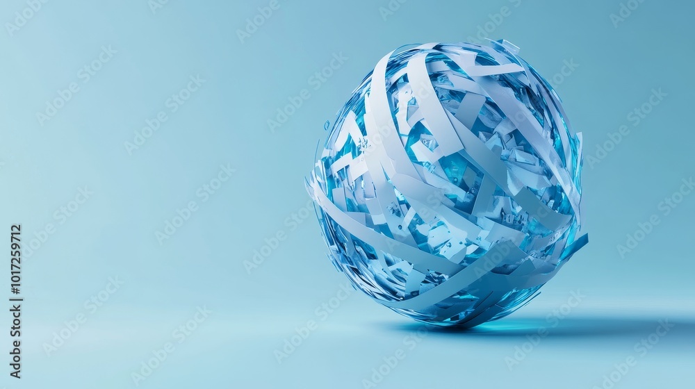 Dynamic 3D search engine globe with swirling search queries symbolizing internet searches.