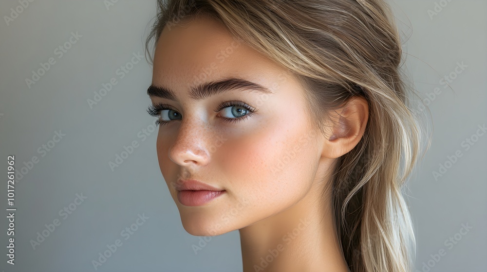 Naklejka premium A woman's journey with permanent hair removal, featuring a side-by-side photo comparison of smooth, hair-free skin after treatment and her struggle with unwanted hair before