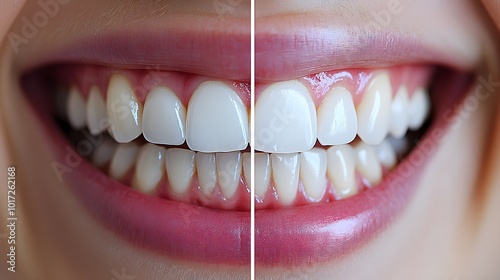 Smile comparison showing uneven, crowded teeth before braces and a straight, radiant smile after 18 months of braces treatment