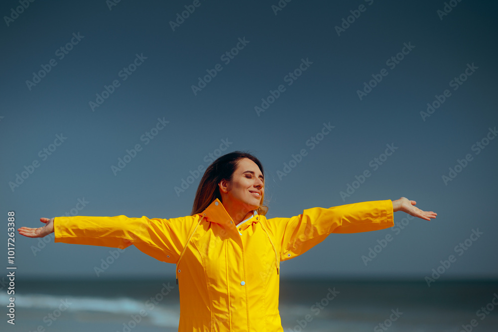 Carefree Smiling Woman Traveling by the Sea in Autumn. Relaxed joyful traveler enjoying her vacation in nature
Carefree Smiling Woman Traveling by the Sea in Autumn. Relaxed joyful traveler enjoying her vacation in nature
