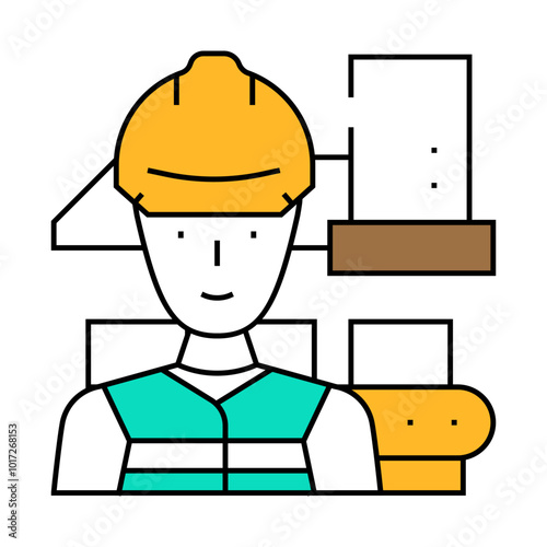 industrial engineer worker line icon vector. industrial engineer worker sign. isolated symbol illustration