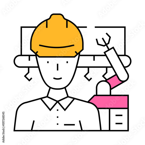 industrial engineer line icon vector. industrial engineer sign. isolated symbol illustration