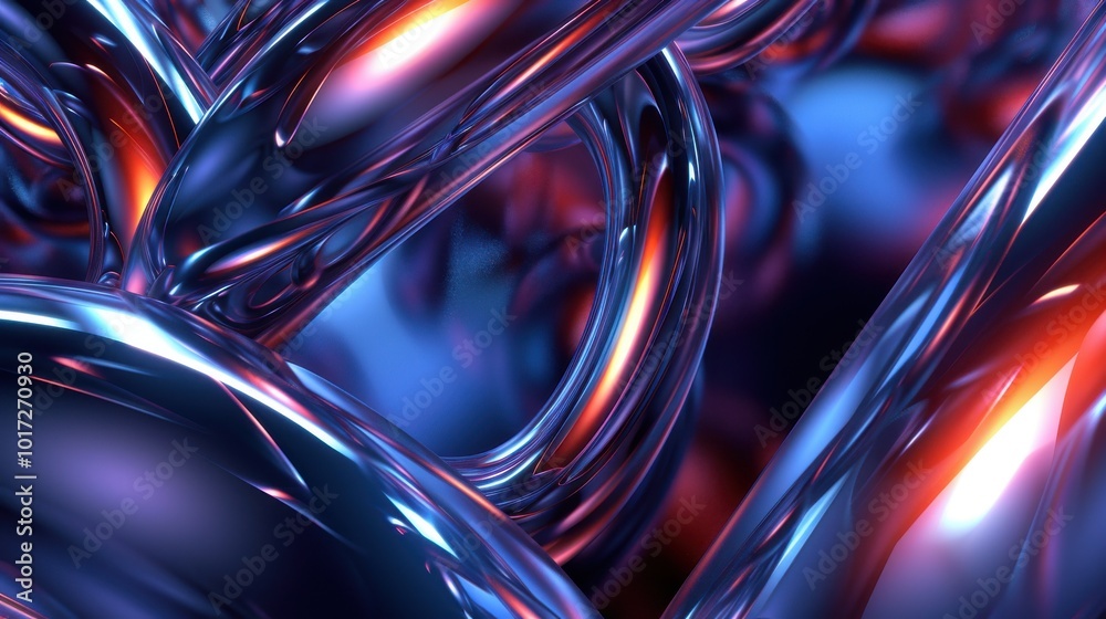 Abstract Intertwined Metallic Tubes with Vibrant Neon Colors Abstract Intertwined Metallic Tubes with Vibrant Neon Colors