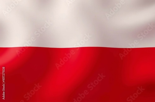 A close-up view of a waving Polish flag showcasing vibrant red and white colors against a gentle breeze