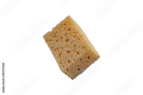 Isolated natural coconut sponge on a white background. Dishwashing accessory made of natural materials.