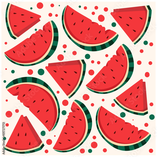 Watermelon slices sketch With illustration style doodle and line art