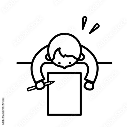 テストをがんばる子どものイラスト