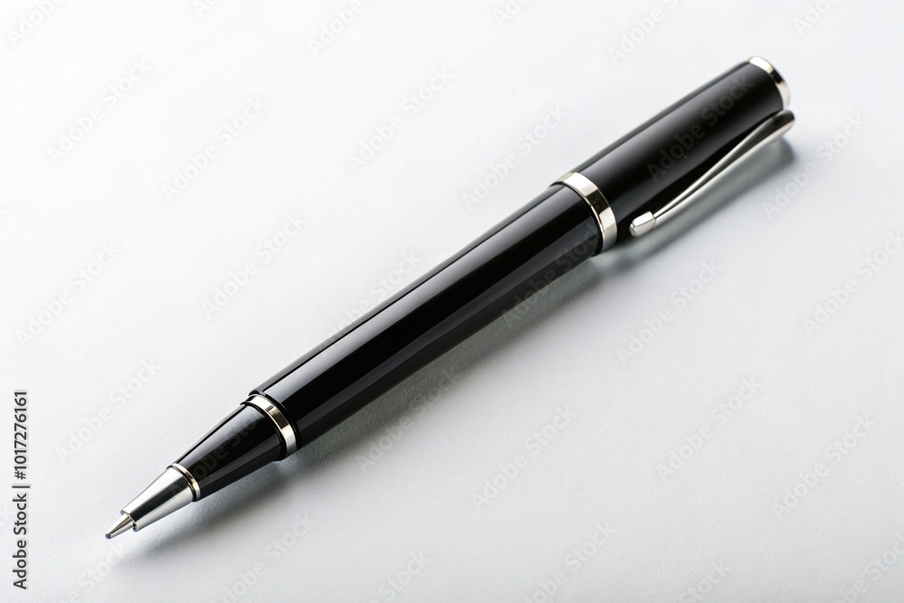 Chic black pen on a white background, perfect for school and office supplies. Great for writing and drawing, it offers a minimalist and refined design. Chic black pen on a white background, perfect for school and office supplies. Great for writing and drawing, it offers a minimalist and refined design.