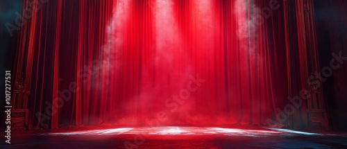 Magic theater stage red curtains show