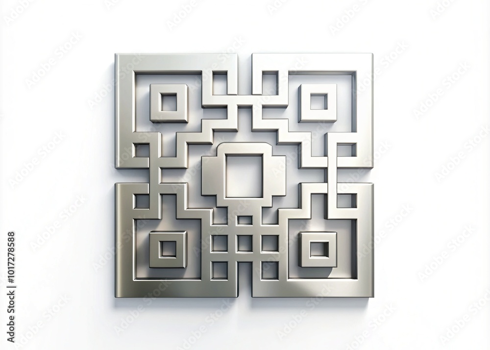 Silver Qr Code Modern abstract QR code integrated with a sleek, silver corporate logo ...