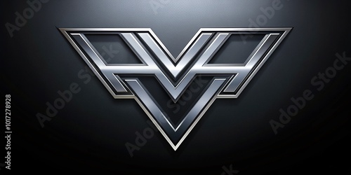 Sleek, modern, silver and black logo of a fictional vehicle brand, featuring stylized letter 