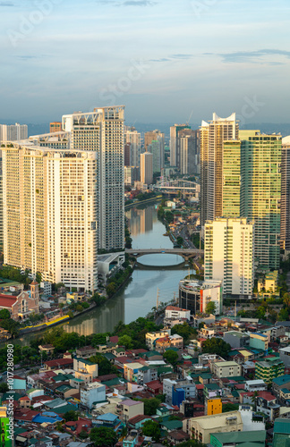 View from a high condo building,overlooking Guadalupe district of Metro Manila,Philippines.