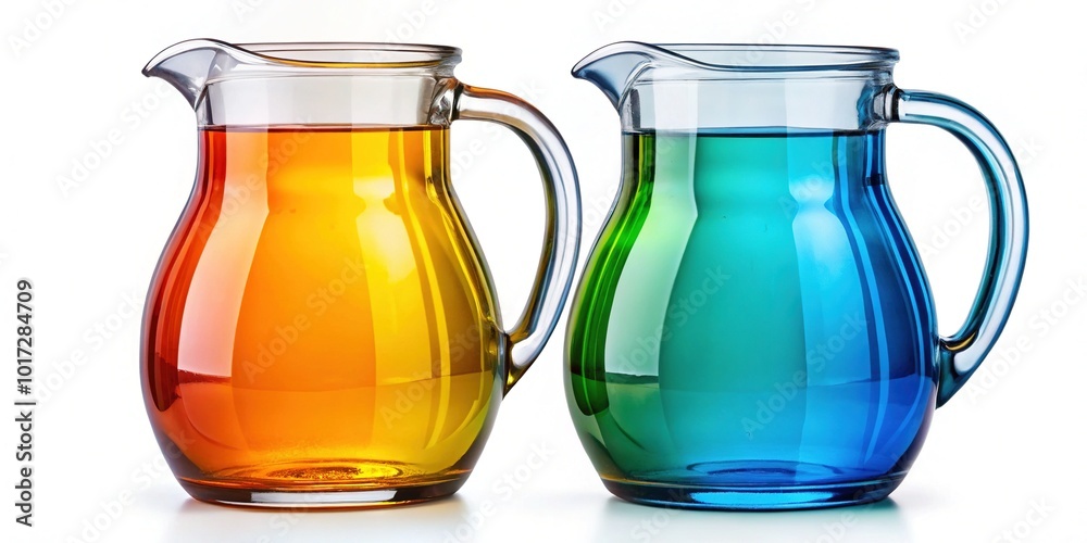 A clear depiction of an empty and full water jug against a white backdrop, tailored for minimalistic design applications, highlighting elegance and simplicity in style. A clear depiction of an empty and full water jug against a white backdrop, tailored for minimalistic design applications, highlighting elegance and simplicity in style.